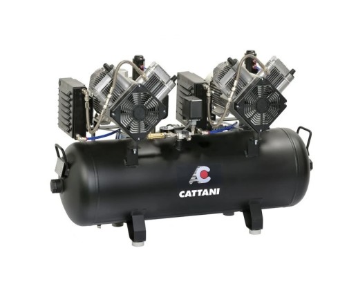Cattani (320 л/мин, ресивер 100л) - безмасляный компрессор для 5-ти установок, 2 однофазных мотора по 2 цилиндра, с 2мя осушителями, Cattani / Италия